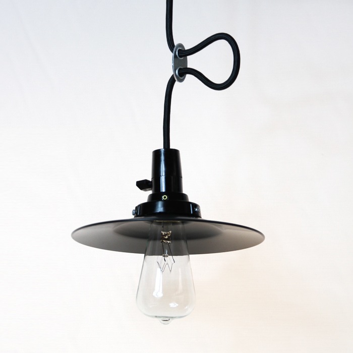 GLF x surou 後藤照明バイスロウ アルミP１KURO CP型43cm アルミP１セード黒ペンダント　アンティークランプ球60W付属