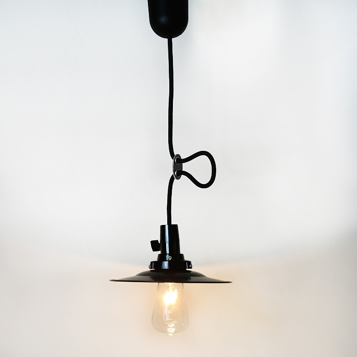 GLF x surou 後藤照明バイスロウ アルミP１KURO CP型43cm アルミP１セード黒ペンダント　アンティークランプ球60W付属