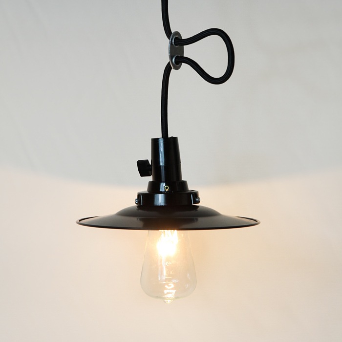 GLF x surou 後藤照明バイスロウ アルミP１KURO CP型43cm アルミP１セード黒ペンダント　アンティークランプ球60W付属