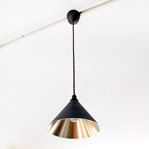 FUTAGAMI真鍮のペンダントランプ鋳肌・円錐 削り出し仕上げ 黒ムラ仕上げ