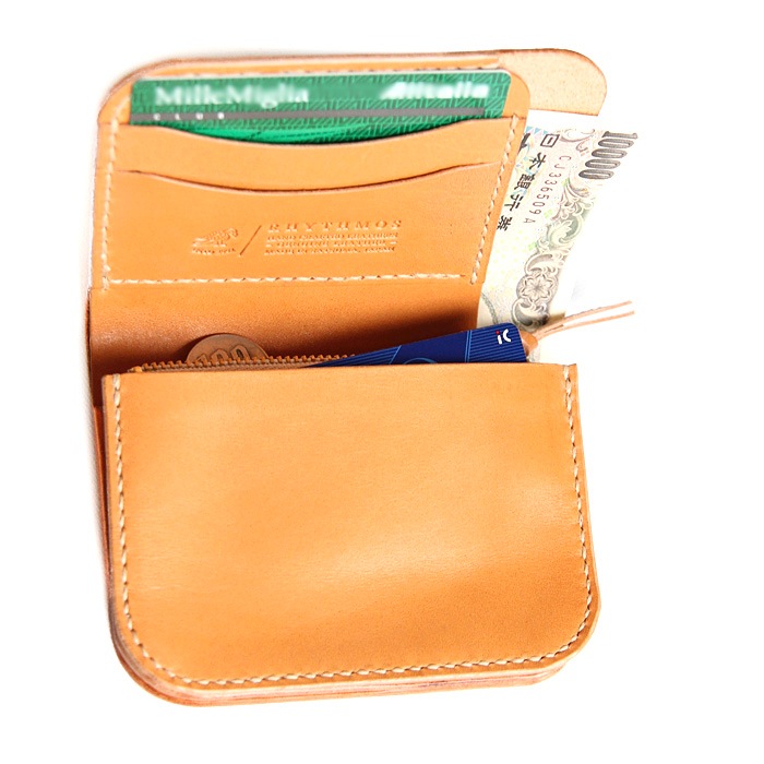 RHYTHMOS Flap S 折財布 ブラウンxナチュラル