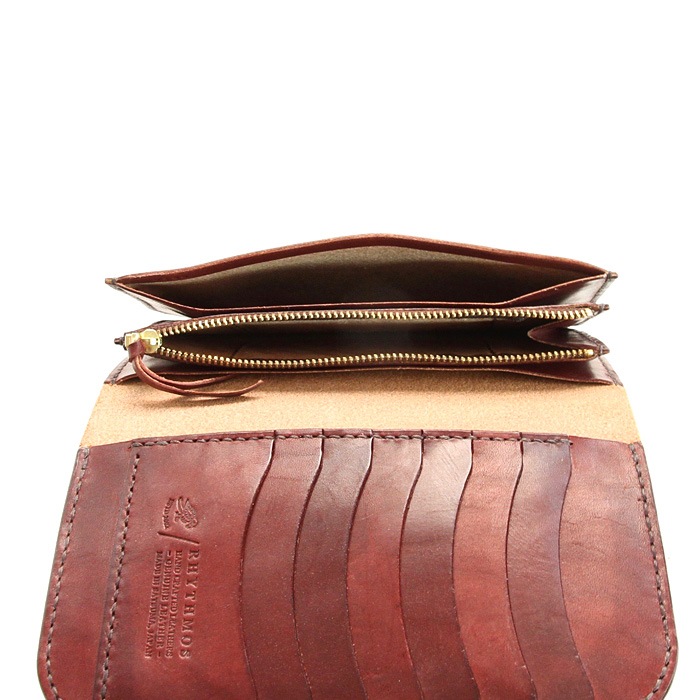 RHYTHMOS  Flap L 　長財布　ワックスハーネス　Burgundy