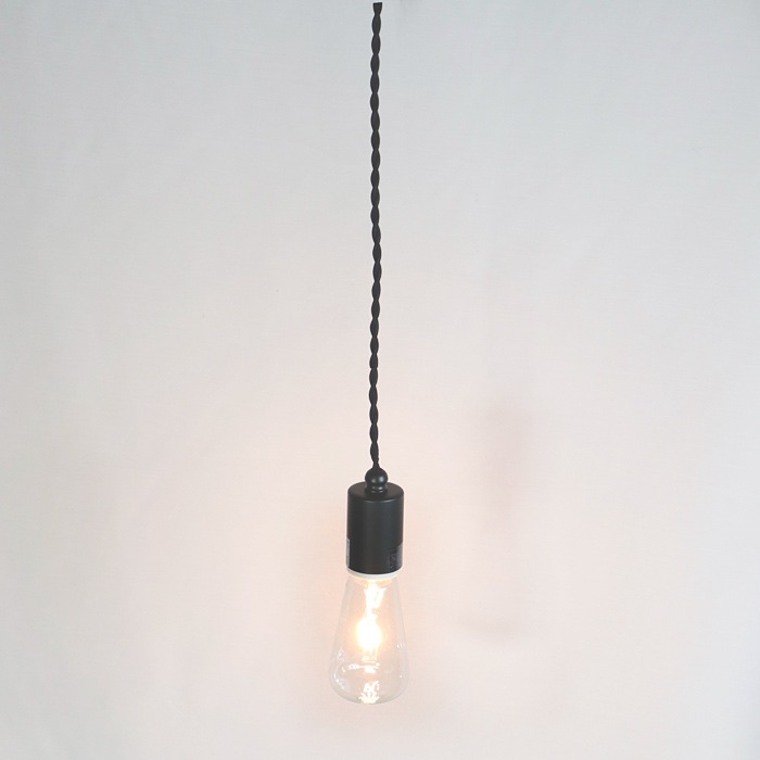 後藤照明 アンティーク灯ネジリコード<br />黒塗装 アンティークランプ球60W付属<br />コード長さ約55cm