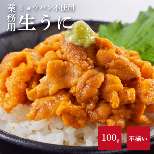 生うに　100ｇ　ミョウバン不使用　業務用　冷凍品　チリ産　不揃い