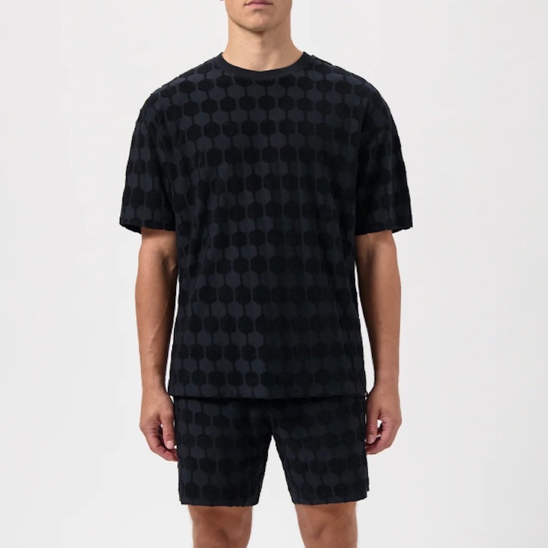 【XSサイズ】BALR.  メンズ TERRY BOX T-SHIRT (Jet Black)  