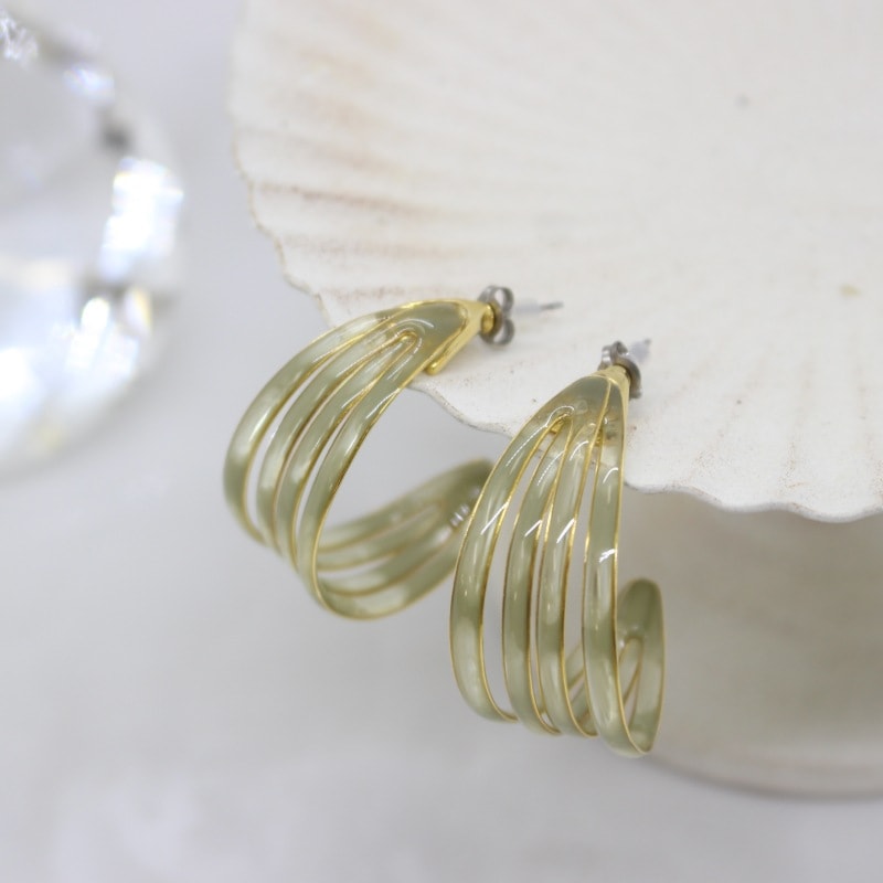 [1個]The Rule　Lattice pierced earring　グリーン  