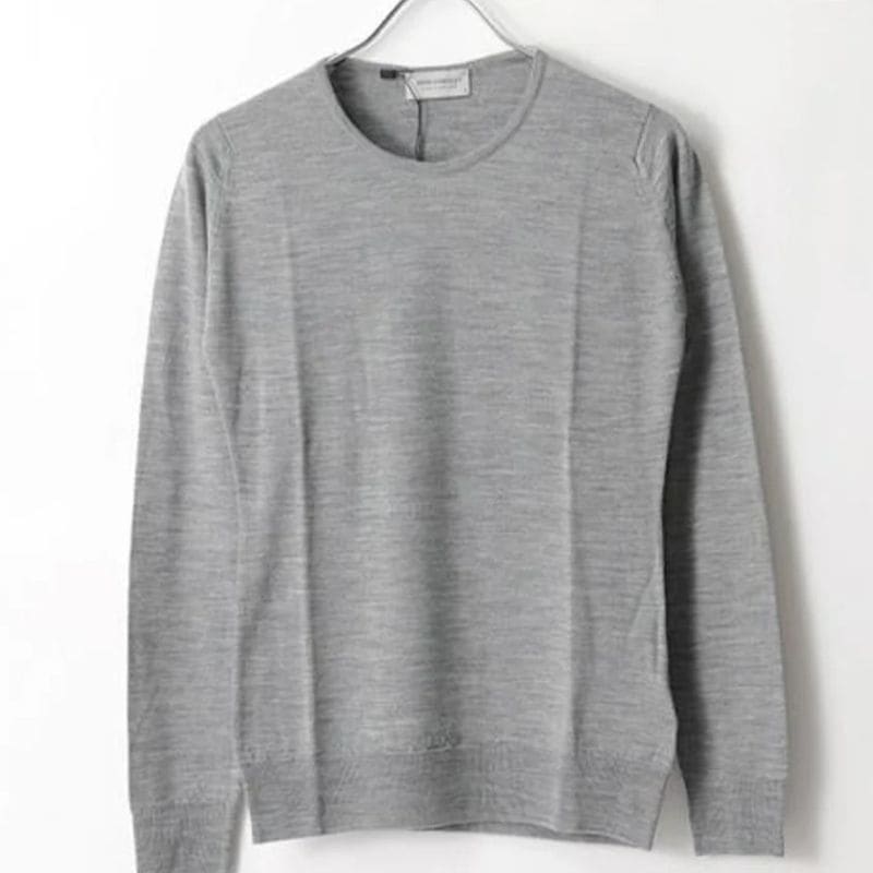 Sサイズ JOHN SMEDLEY GERANIUM クルーネック スリムフィットニット SILVER  