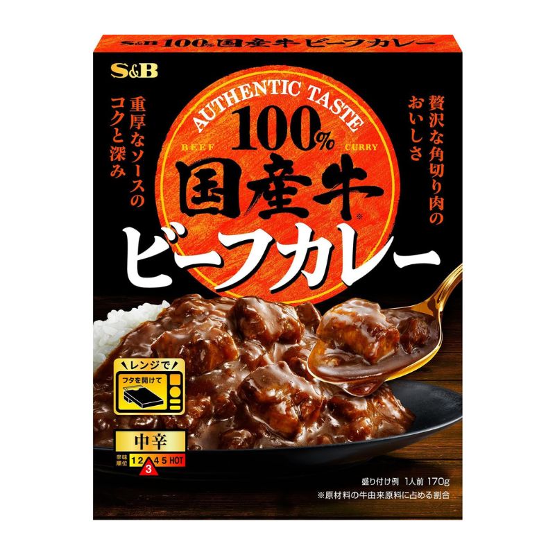 [6個]エスビー S&B 100％国産牛 ビーフカレー 中辛 170g 賞味期限2027.03.31
