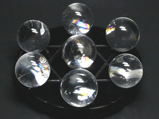 虹入り ゴールデンカルサイト 丸玉 七星陣 セット 虹入り ゴールデン