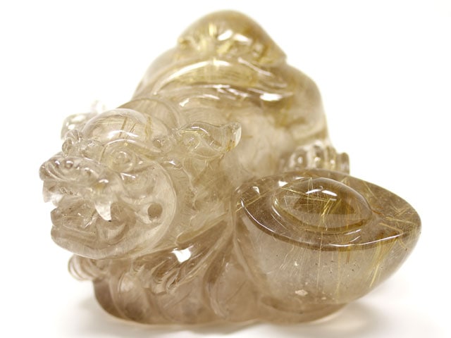 ルチルクオーツ 貔貅(ヒキュウ) 彫刻 金運 財運UP！ ☆ルチルクォーツ