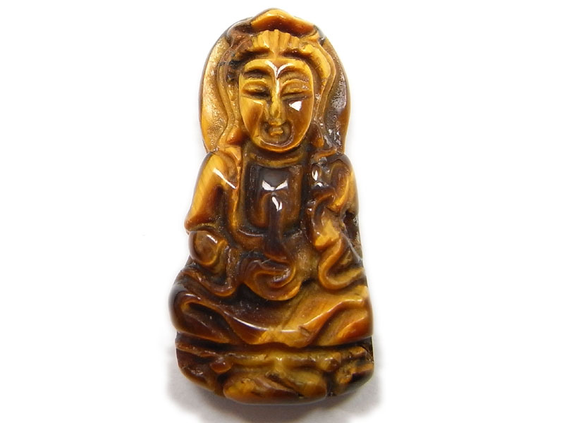 観音様（座像・水瓶）根付：タイガーアイ