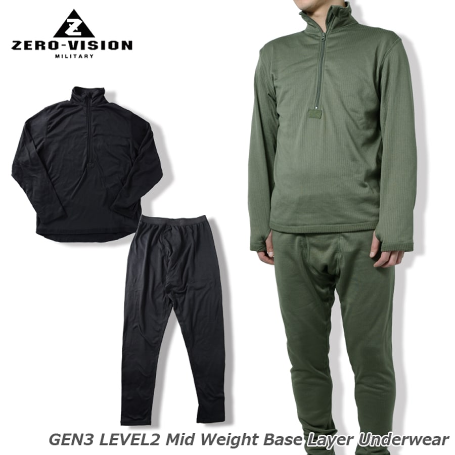 【SALE 20%OFF】 ZERO（ゼロ） GEN3 LEVEL2 Mid Weight Base Layer Underwear ミドルウエイト ベースレイヤー アンダーウェア 
