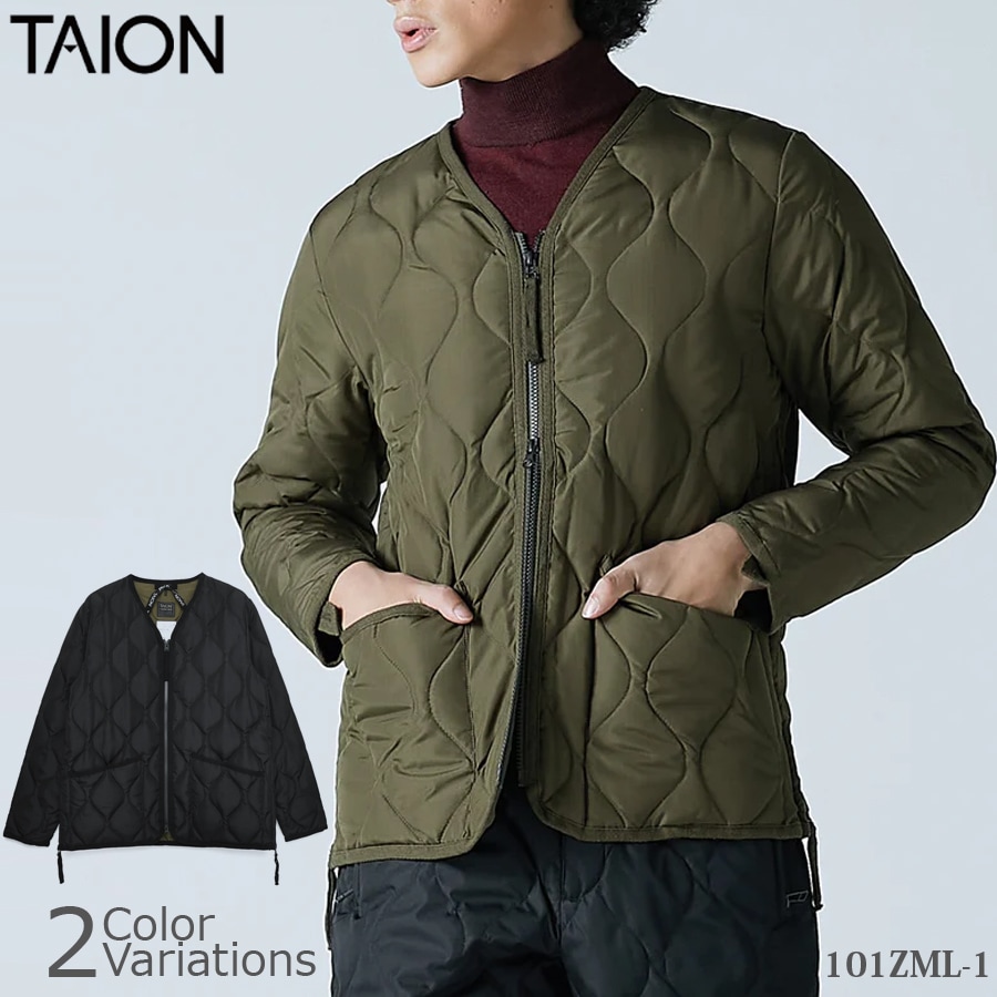 TAION(タイオン) ミリタリー ジップ Vネック ダウン ジャケット 101ZML-1