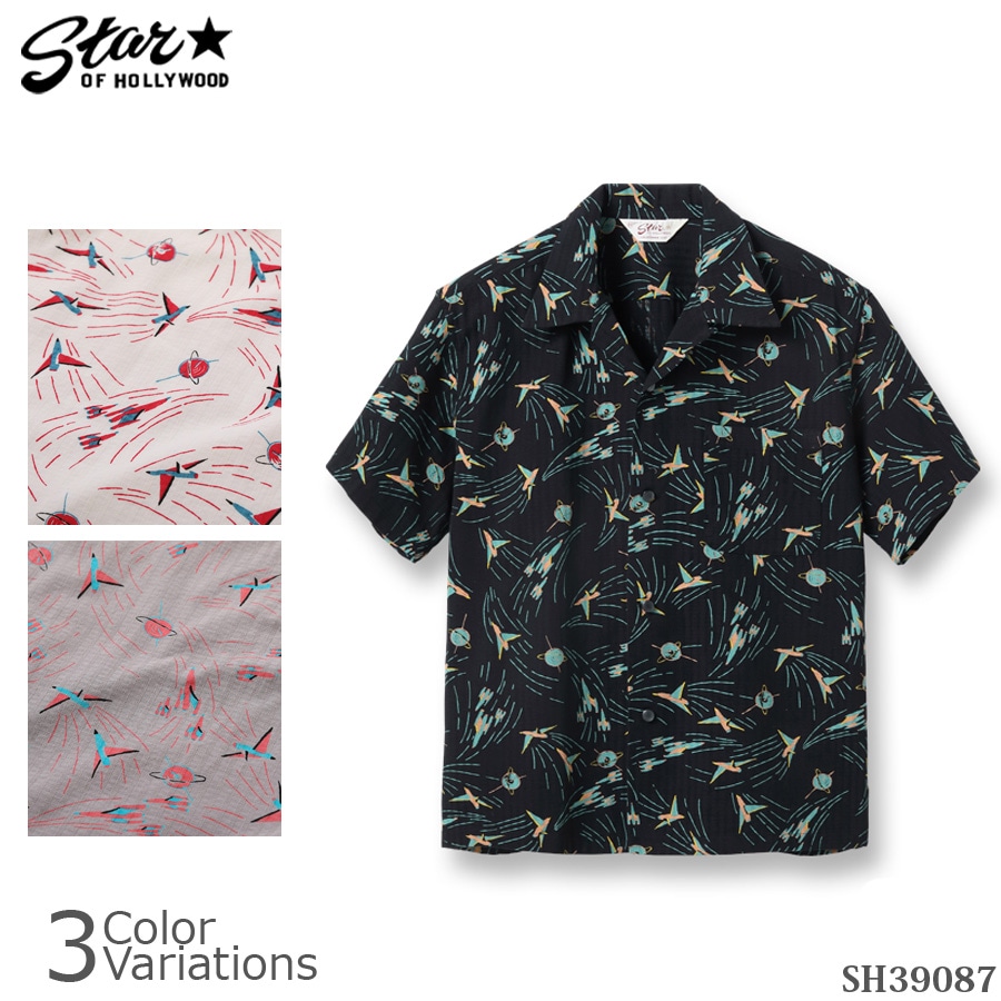 STAR OF HOLLYWOOD DOBBY COTTON OPEN SHIRT “SPACE SHIP" SH39087