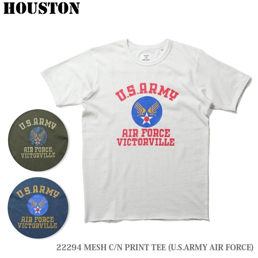 HOUSTON MESH C/N PRINT TEE (U.S.ARMY AIR FORCE) 22294【メール便】