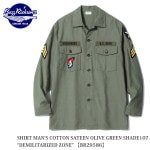 Buzz Rickson's SHIRT MAN'S COTTON SATEEN OLIVE GREEN SHADE107 DEMILITARIZED ZONE BR29586