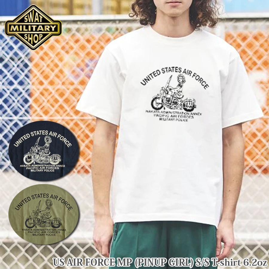 SWAT ORIGINAL US AIR FORCE MP (PINUP GIRL) S/S T-shirt 6.2oz 【メール便：送料無料】
