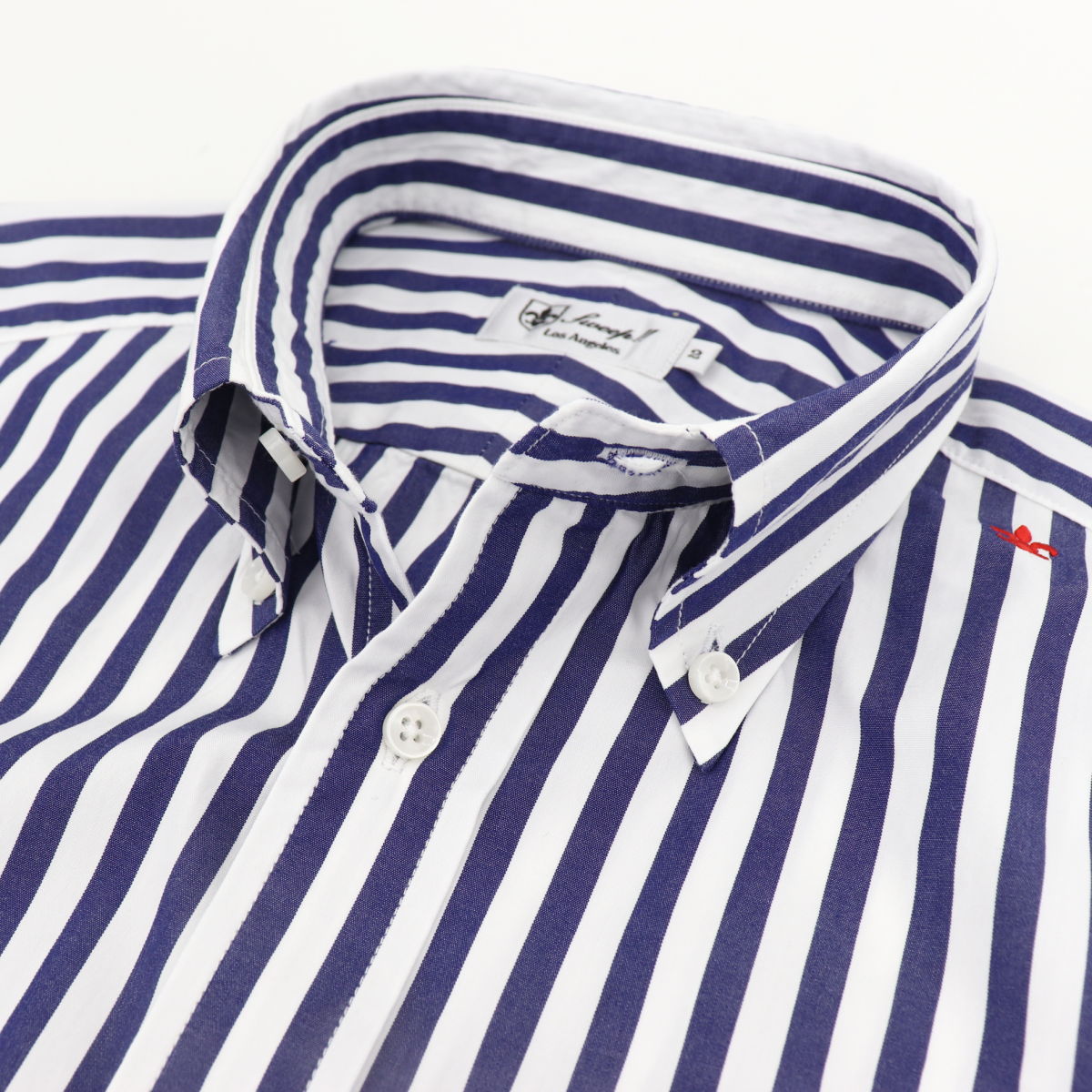 カミエルフォートヘンス　ストライプデザイン ネイビー ボタンシャツ CAMIEL FORTGENS(カミエル フォートゲンス)/ big shirt raw