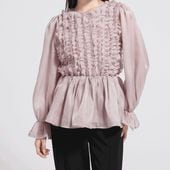 フロントシャーリングフリルペプラムカットソー（４collar）