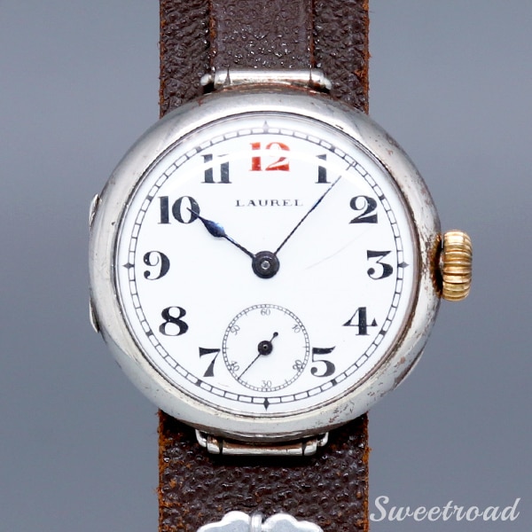 【SEIKO/セイコー】【国産初の腕時計/大正ローレル/LAUREL】【瀬戸文字盤/ホーローエナメル/専売型・銀無垢ケース】【機械遺産/超貴重モデル】【7石/手巻き】 戦前1910年代 w-19360