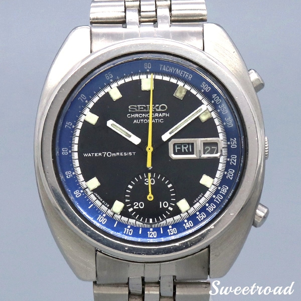 【SEIKO/セイコー】自動巻クロノグラフ/Ref.6139-6012/ブルーインナーベゼル/オリジナルブラックダイヤル/1977年製/w-19409