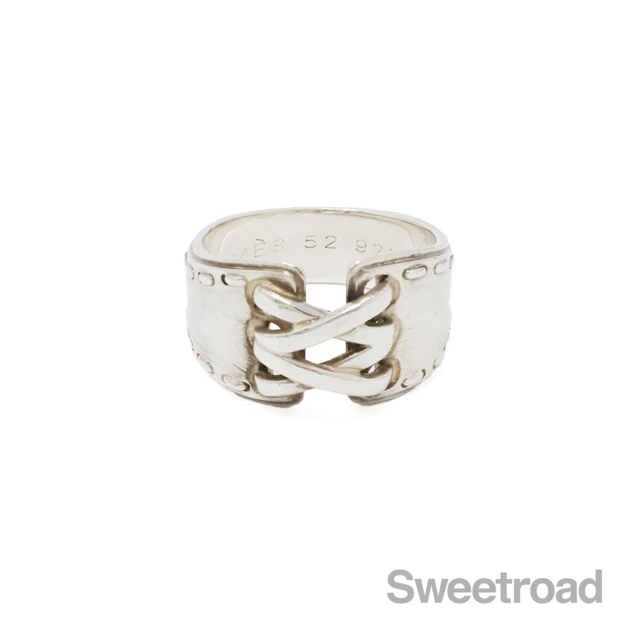 HERMES Vintage Ring 12号 Hermes Vintage Flower Diamond 18k Yellow Gold Ring Sz 5 3/4