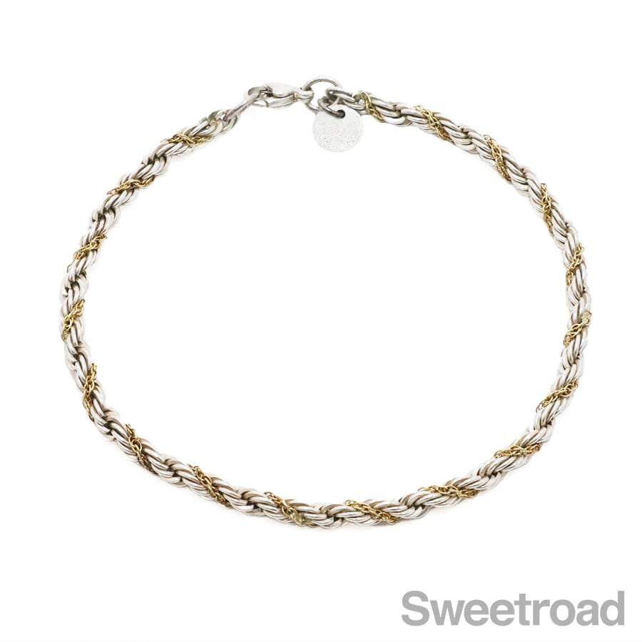 ヴィンテージ ティファニー Tロゴ ポイント コンビ ブレスレット YO540 希少 美品 Tiffany&Co. ヴィンテージ ティファニー Tロゴ