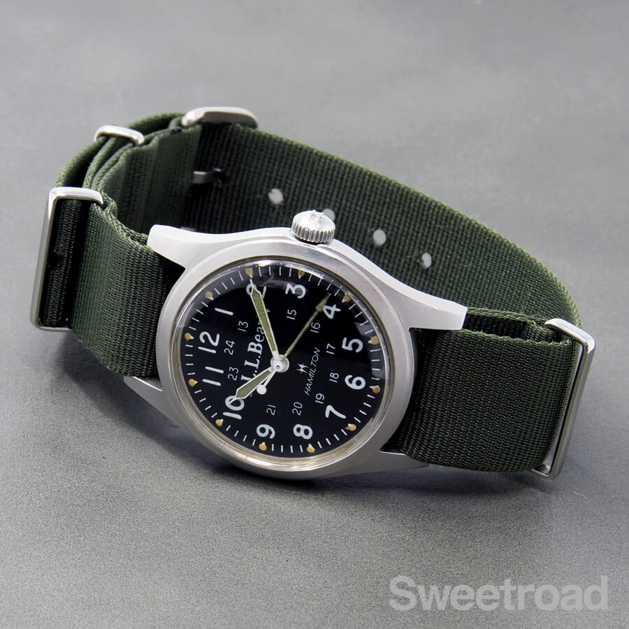 L.L Bean ✖️ハミルトン　ヴィンテージ時計　カーキベルト稼働 870980 L.L Bean ✖️ハミルトン ヴィンテージ時計 カーキベルト稼働 870980