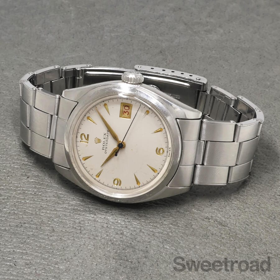 【ROLEX／ロレックス】OYSTER DATE／オイスターデイト／Ref.6094／オリジナルダイヤル／彫り込みインデックス／赤赤カレンダー／cal.740／手巻き／1953年製／w-23911