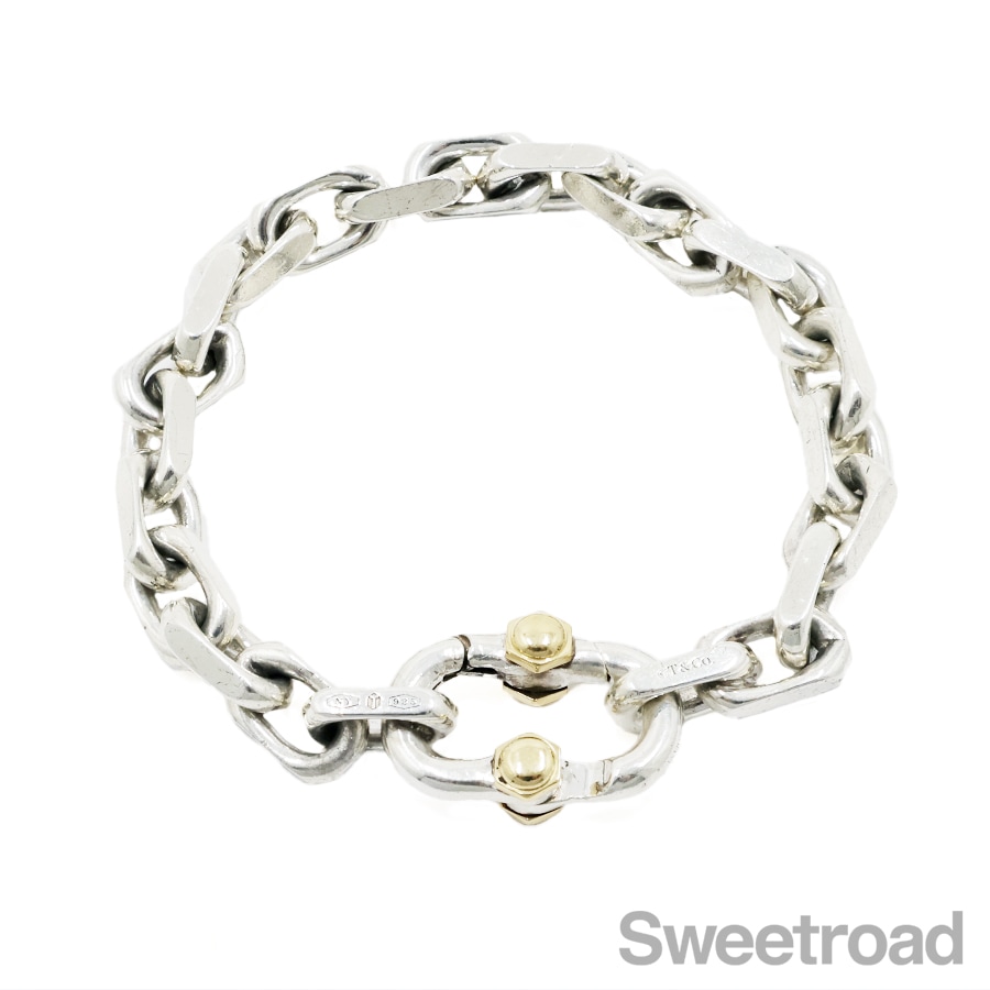 美品　ヴィンテージティファニー　TIFFANY ワイド　ロープチェーン　ブレス Tiffany & Co. - 美品 ヴィンテージティファニー 旧ロゴ ワイド