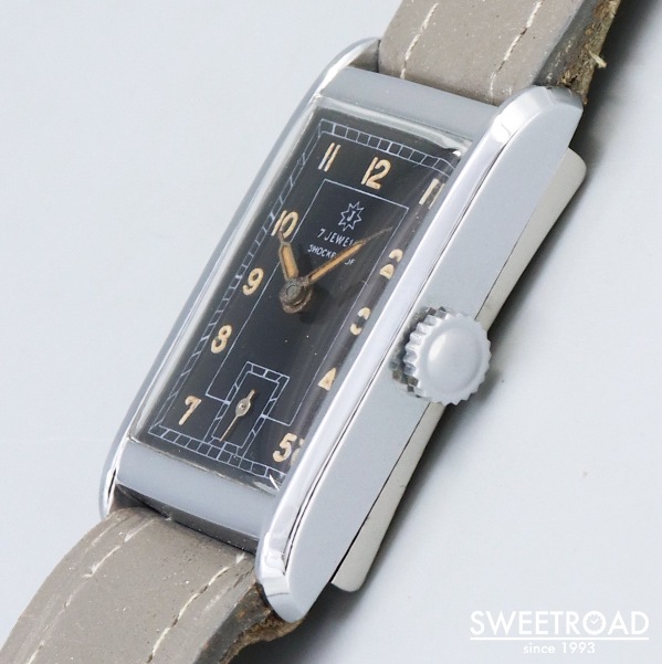 【希少】ユンハンス　手巻き　レクダンギュラー　1950年代　J98 ブラック 未使用品Junghans ユンハンス オリジナルブラックダイヤル