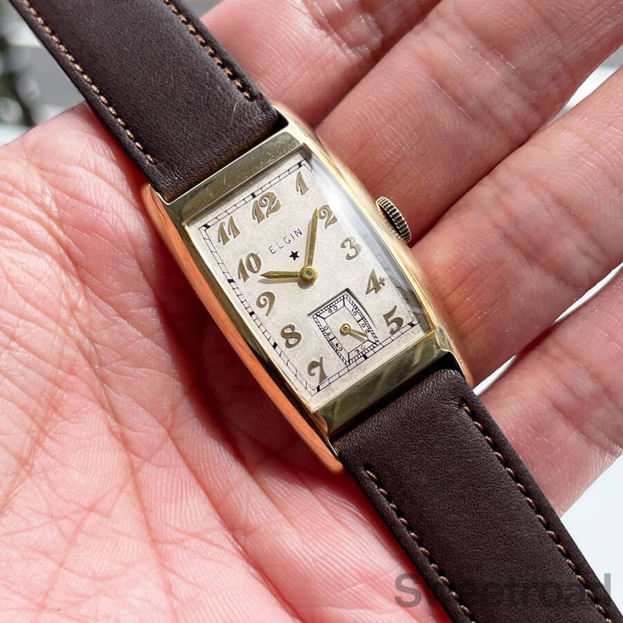 希少！エルジンCal.672腕時計10KGF金張メンズ手巻き50年代アンティーク エルジン 角金 10KGF 1940年代 | スイートロード-Sweetroad