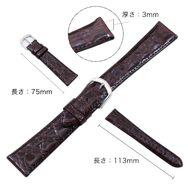革ベルト カイマンレザーベルト 18mm 19mm 20mm BWA129 | スイート