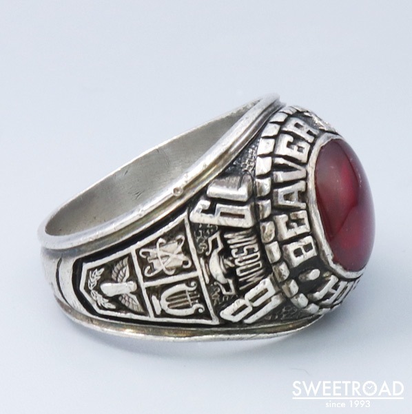 COLLEGE RING カレッジリング 23号 合金 ドーム型 レッド BEAVER LOCAL 