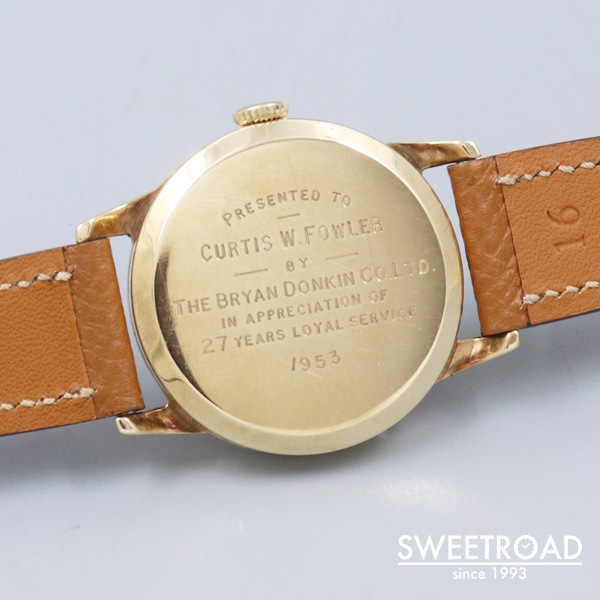 美品 JW.Benson金無垢ヴィンテージ時計 1950年代 SMITHS製 英国ベンソン クッション型の金無垢アンティーク腕時計 【1950年頃】