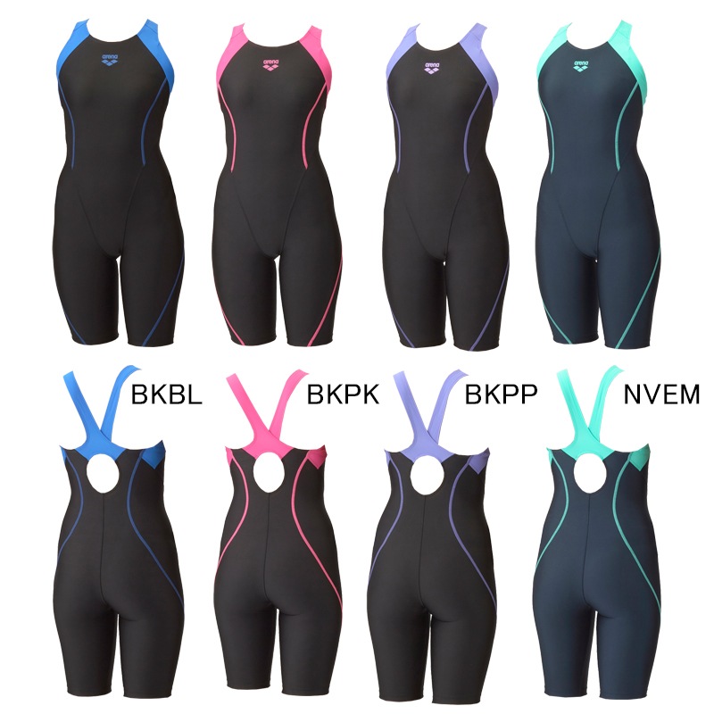 こ*☆様 新品未使用スポーツ用水着 ブラック/パープル BKPP アリーナ（arena） 競泳水着 レディース 練習用 Oサイズ AS6SWM18L