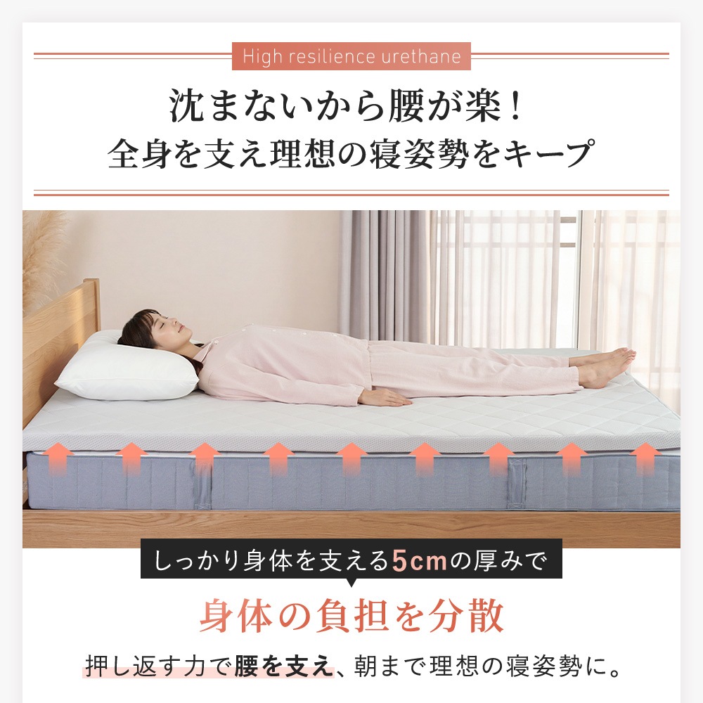 国産】マットレストッパー シングル 97×195cm ウレタン 高反発 体圧