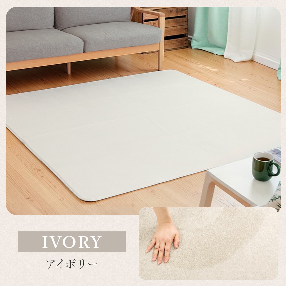 ラグ 洗える 2畳 185×185cm 厚さ10mm フランネル 防ダニ 抗菌 防臭