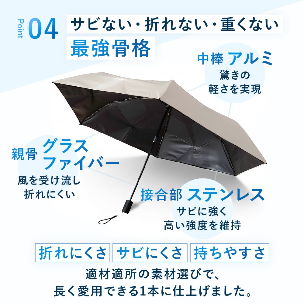 日傘 完全遮光 折り畳み傘 ワンタッチ 自動開閉 晴雨兼用 遮熱率60% 遮
