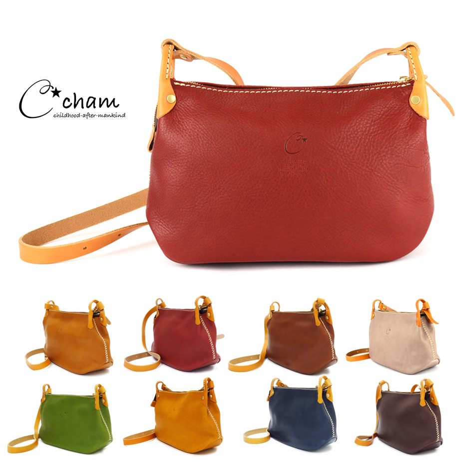 CHAM:フラップショルダーバッグ 広マチ