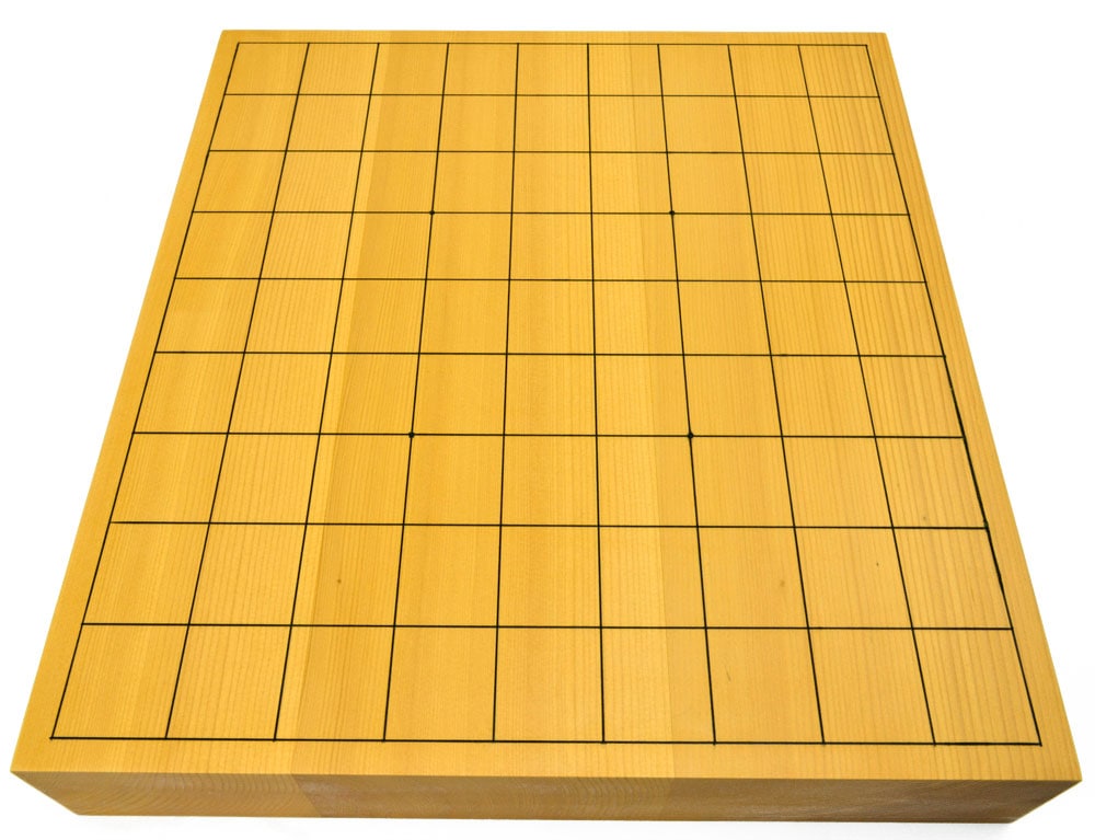 日向産本榧2寸ハギ卓上将棋盤セット 黄楊錦旗彫駒 栓駒台 MS31 ※高級