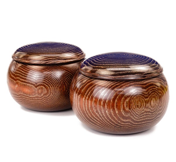 囲碁セット 9路19路両用新桂1寸卓上碁盤セット(ガラス碁石竹・栗碁笥