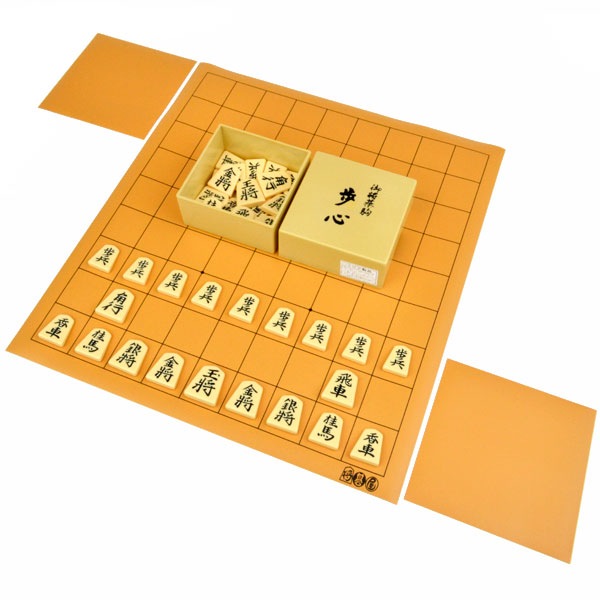将棋セット 将碁屋マット将棋盤セット(プラ将棋駒歩心・駒台付き