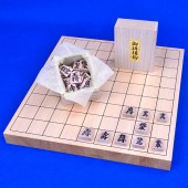 木製将棋セット　桧1寸卓上将棋盤セット(将棋駒アオカ押し駒)