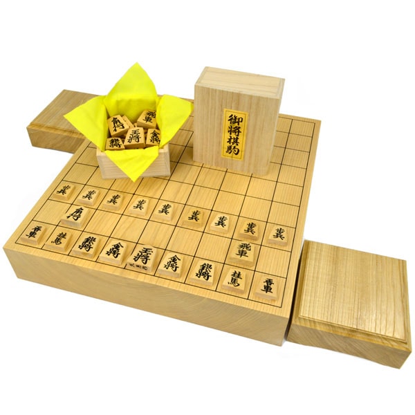 将棋セット 国産栓2寸一枚板卓上将棋盤セット(木製将棋駒黄楊上彫駒