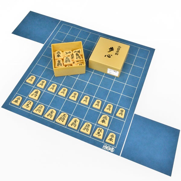 将棋セット 将碁屋マット将棋盤（デニム柄）セット(プラ将棋駒歩心・駒