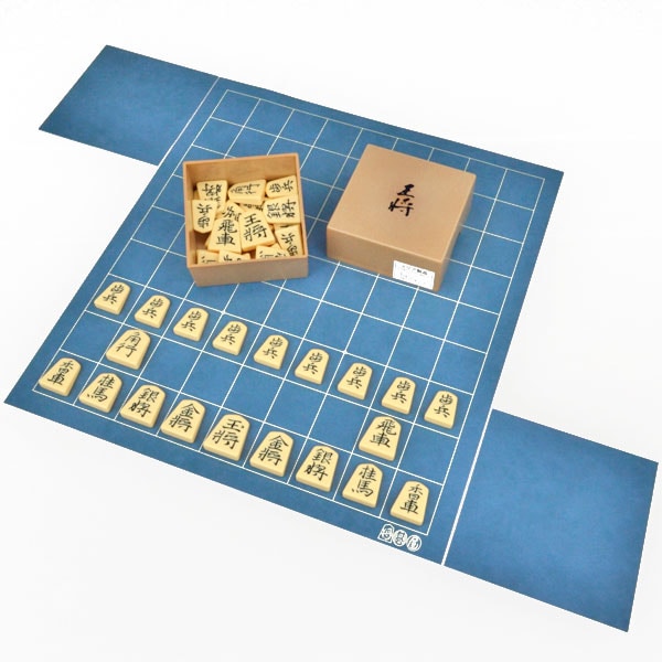 将棋セット 将碁屋マット将棋盤（デニム柄）セット(プラ将棋駒王将・駒