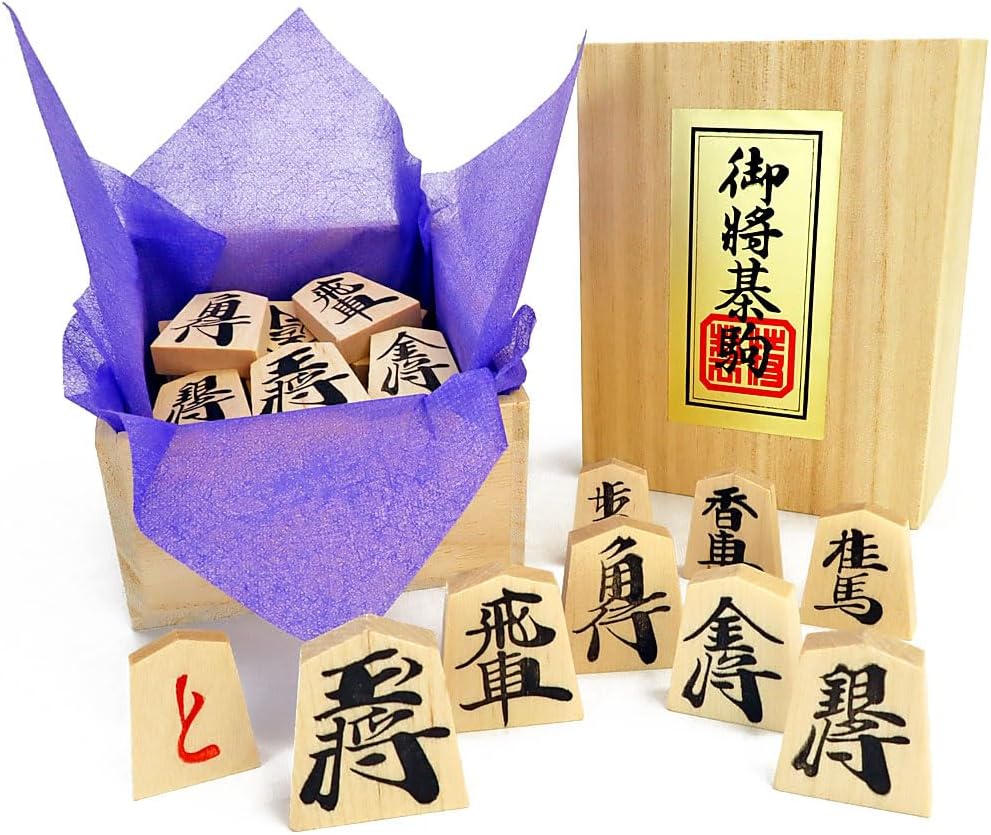 木製将棋セット 新桂5号折将棋盤セット(将碁屋ミニ駒袋・将棋駒優良