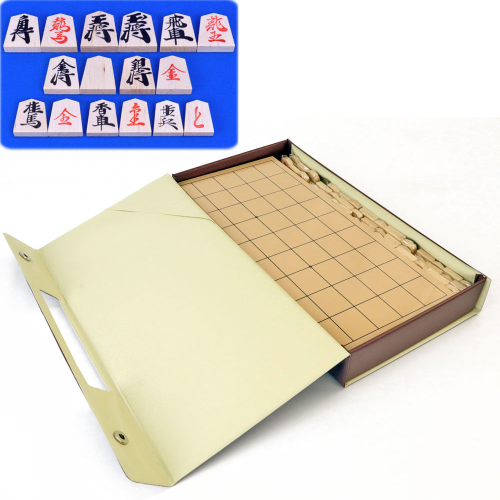 将棋セット バッグ付きの小型新桂4号折将棋盤セット(将棋駒樺材優良