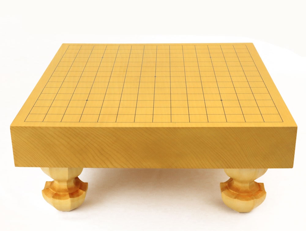 連珠セット 新かや2寸一枚板足付連珠盤セット(ガラス碁石梅・プラ碁笥